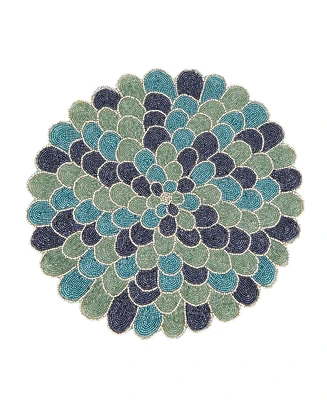 Saro Lifestyle Peacock Glamour Beaded Placemat Set of 4,14"x14"