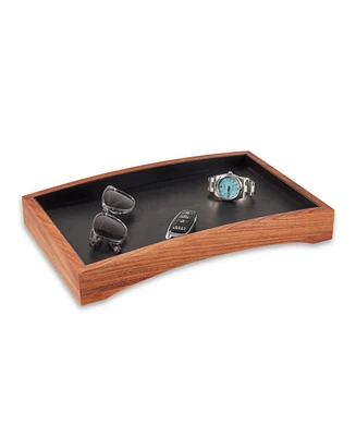 Bey-Berk Wooden Valet Tray with Felt-Lined Interior