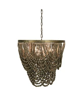Storied Home 2-Tier Draped Wood Bead Chandelier