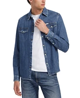 Guess Jeans Men's Slim-Fit Solid Button-Down Denim Shirt