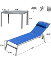Blue Outdoor Chaise Lounge Set - 3 piece