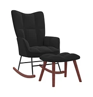 vidaXL Rocking Chair with Ottoman Black Velvet