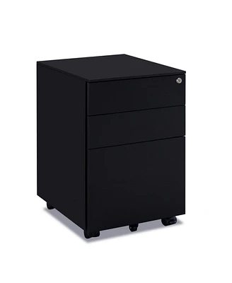 Simplie Fun Steel File Cabinet with Lock and Wheels for Legal/Letter Size