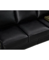 Living Room Sofa With Storage Sofa 1+2+3 Sectional Black Faux Leather