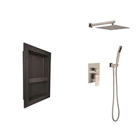 Streamdale Furniture Shower System With Shower Head, Hand Shower, Hose, Valve Trim, Lever Handles And Niche