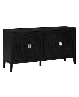 Simplie Fun Retro Circular Groove Sideboard with Metal Handle