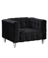 Simplie Fun 42" Modern Sofa Dutch Fluff Upholstered Sofa With Solid Wood Legs, Buttoned Tufted Backrest