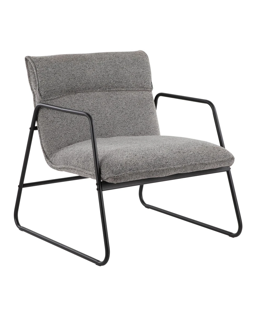 Simplie Fun Casper Industrial Arm Chair In Black Steel And Grey Noise Fabric