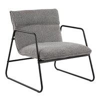 Simplie Fun Casper Industrial Arm Chair In Black Steel And Grey Noise Fabric