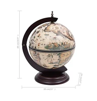 vidaXL Tabletop Globe Bar Wine Stand Eucalyptus Wood White