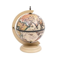 Tabletop Globe Bar Wine Stand Eucalyptus Wood White