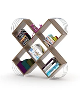 Simplie Fun Case X Design Modern 5 Tier Bookcase