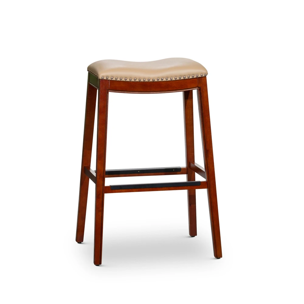 Simplie Fun 30" Barstool, Bone Leather Seat