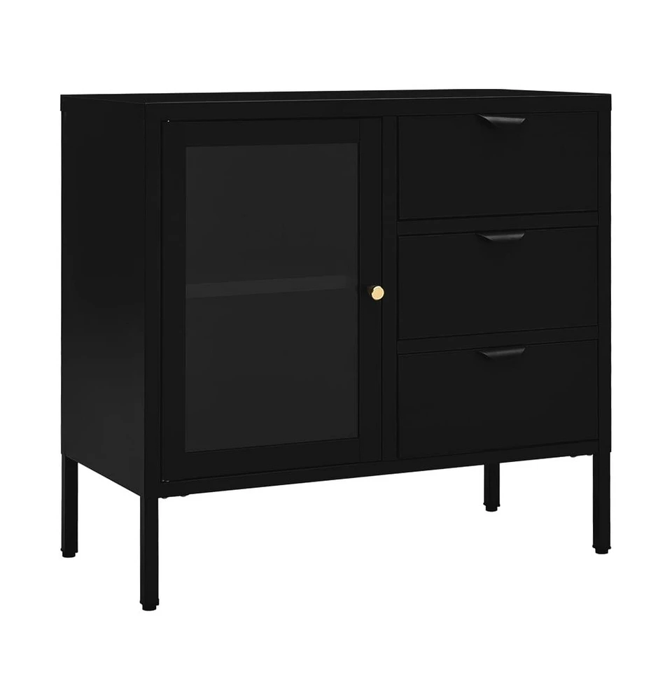 vidaXL Sideboard 29.5"x13.8"x27.6" Steel and Tempered Glass