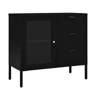 vidaXL Sideboard 29.5"x13.8"x27.6" Steel and Tempered Glass