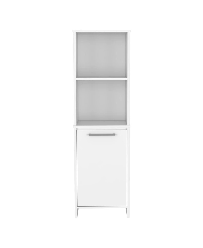 Simplie Fun Eiffel Kitchen Pantry, Two External Shelves, Single Door Cabinet, Two Interior Shelves White - White