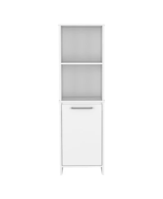 Simplie Fun Eiffel Kitchen Pantry, Two External Shelves, Single Door Cabinet, Two Interior Shelves White - White