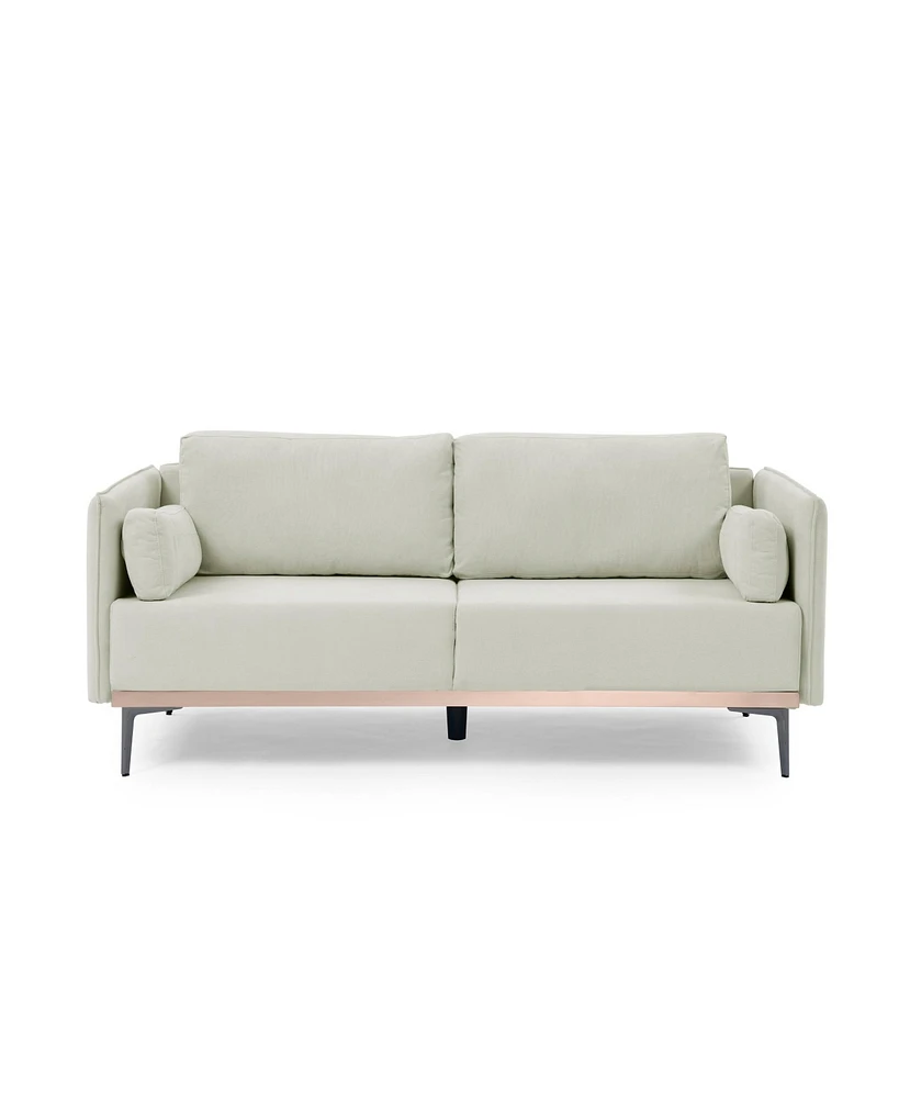 Simplie Fun Modern Sofa 3-Seat Couch With Stainless Steel Trim And Metal Legs For Living Room