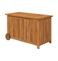 vidaXL Patio Storage Box with Wheels 35.4"x19.7"x22.8" Solid Wood Acacia