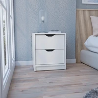 Simplie Fun Basilea 2 Drawers Nightstand, Pull Out System - White