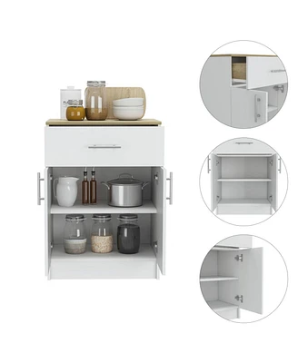 Simplie Fun Majorca Multi Storage Pantry Cabinet, One Drawer, Two Interior Shelves - White Light Oak