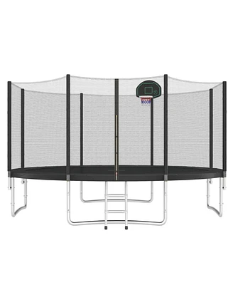 Streamdale Furniture Kids Trampoline with Safety Enclosure and Basketball Hoop