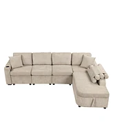 Streamdale Furniture Black L-Shaped Sectional Sofa with Storage and Usb Ports