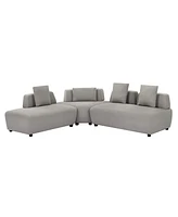 Simplie Fun 3-Piece Grey Sectional Sofa with Convertible Option and Pillows