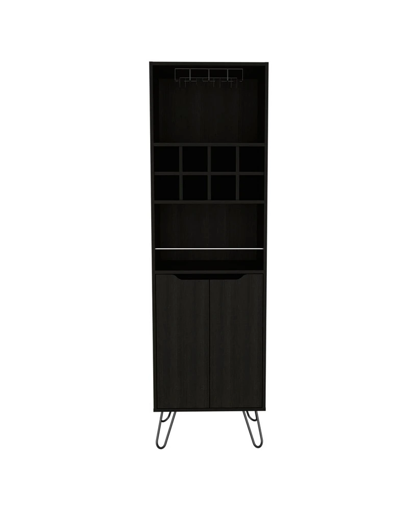 Simplie Fun Thorndike 8-Bottle 2-Shelf Bar Cabinet Black Wengue