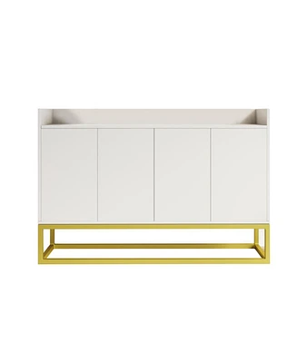 Simplie Fun Stylish And Functional 4-Door Storage Cabinet With Square Metal Legs And Particle Board