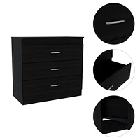 Streamdale Furniture Melia Three Drawer Dresser, Superior Top, Metal Hardware