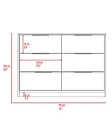 Streamdale Furniture Longhill 6-Drawer Rectangle Dresser Pine