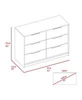 Streamdale Furniture Longhill 6-Drawer Rectangle Dresser Black Wengue And Pine