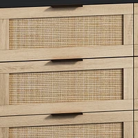 43.31" 6-Drawers Rattan Storage Cabinet Rattan Drawer, For Bedroom, Living Room, Black