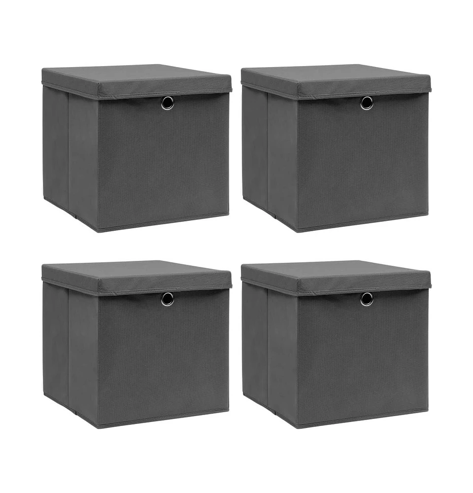 vidaXL Storage Boxes with Lids 4 pcs 12.6"x12.6"x12.6" Fabric