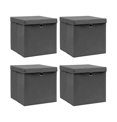 vidaXL Storage Boxes with Lids 4 pcs 12.6"x12.6"x12.6" Fabric