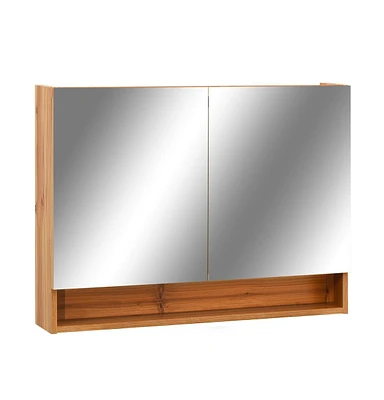 vidaXL Led Bathroom Mirror Cabinet Oak 31.5"x5.9"x23.6" Mdf