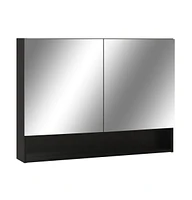 vidaXL Led Bathroom Mirror Cabinet Black 31.5"x5.9"x23.6" Mdf