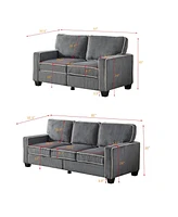 Simplie Fun Living Room Sofa Set 2+3 Seat Dark Grey Corduroy