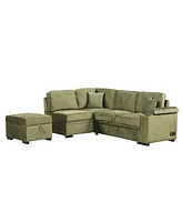 Streamdale Furniture Convertible L-Shaped Sleeper Sofa with Storage Ottoman