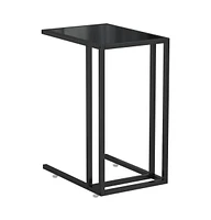 vidaXL Computer Side Table Black 19.7"x13.8"x25.6" Tempered Glass