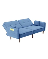 Streamdale Furniture Living Room Bedroom Leisure Futon Sofa Bed In Fabric With Solid Wood Leg