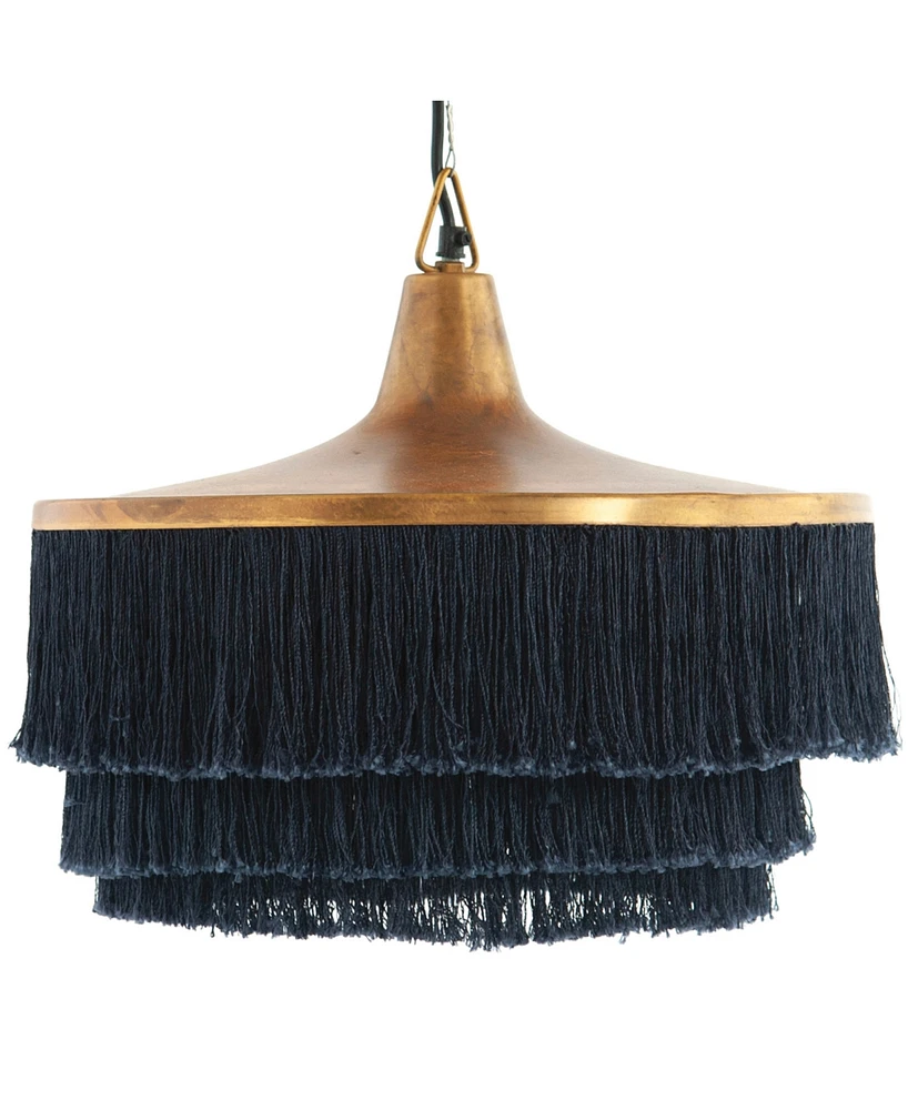 Storied Home Modern Boho Metal Ceiling Light with Fringe Charcoal