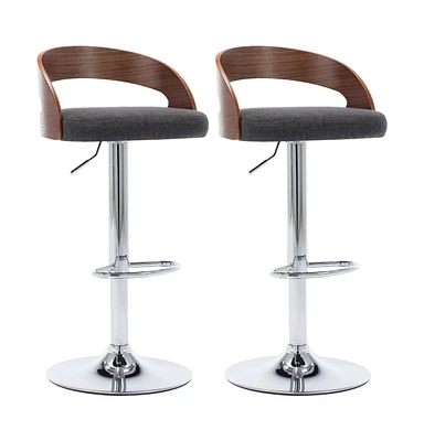 vidaXL Bar Stools 2 pcs Dark Gray Fabric and Bentwood