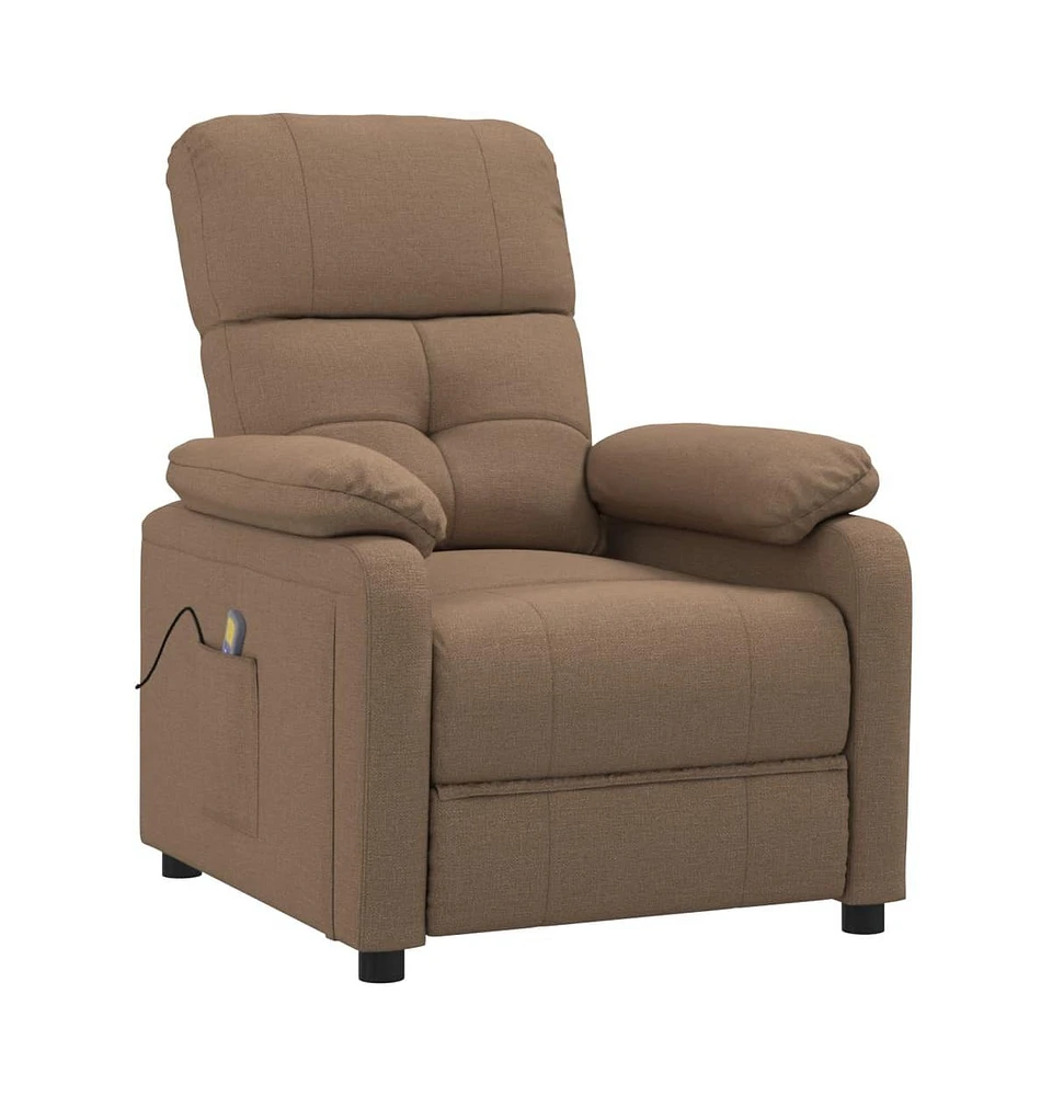 vidaXL Massage Recliner Brown Fabric