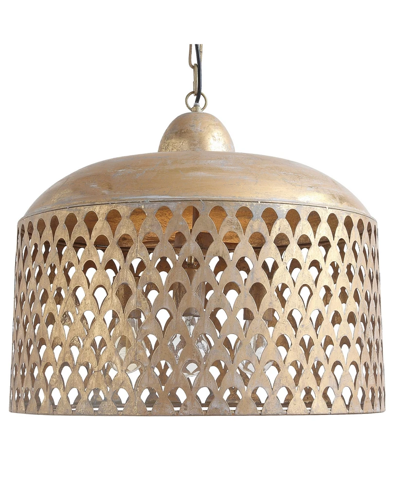 Storied Home Metal Ceiling Light with Brushed Finish Gold