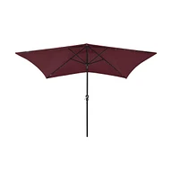 vidaXL Parasol with LEDs and Steel Pole Bordeaux Red 6.6'x9.8'