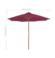 vidaXL Outdoor Parasol with Wooden Pole 118.1" Bordeaux Red