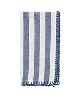 Saro Lifestyle Lively Pompom Border Striped Napkin Set of 4,20"x20"