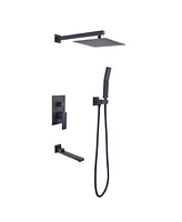 Simplie Fun Shower System 10 Inch Square Bathroom Luxury Rain Mixer Shower Combo Set